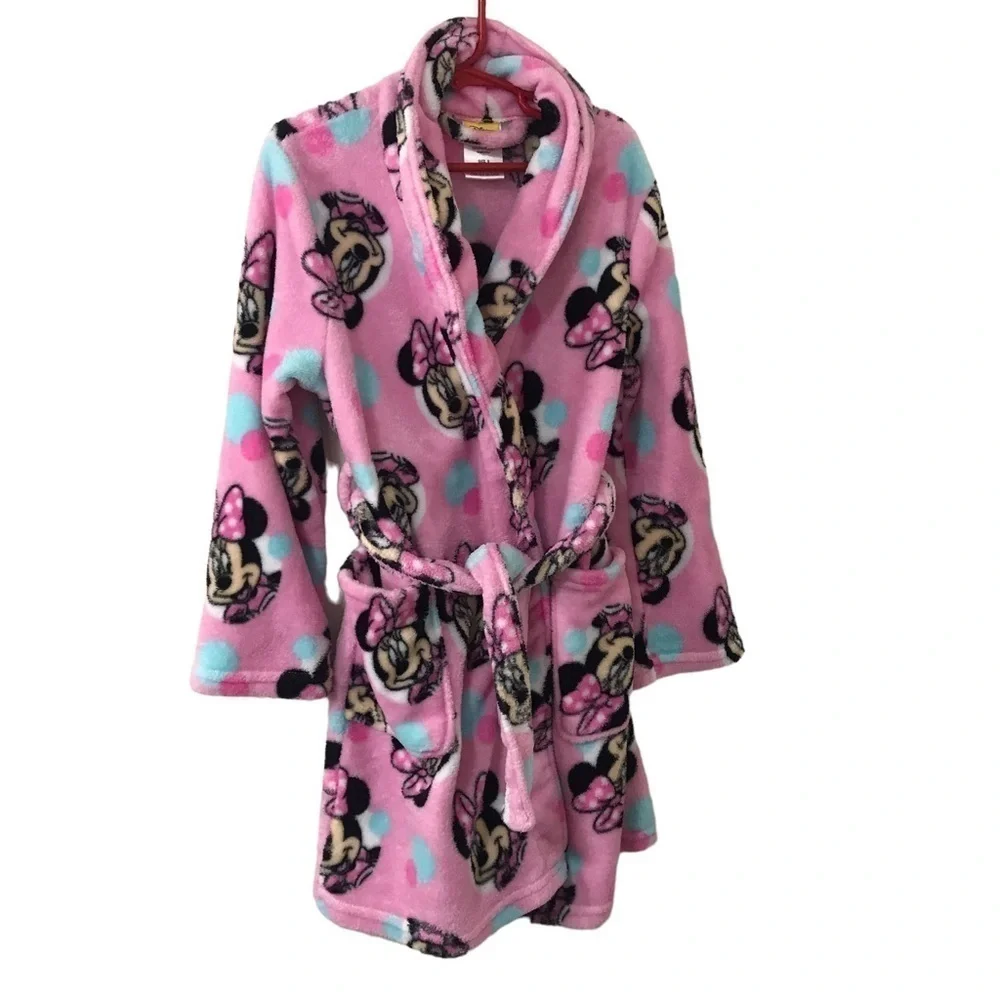 3/$15 Disney kids girls Minnie Mouse pink bathrobe size 8